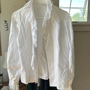 White Lace Trim Blouse